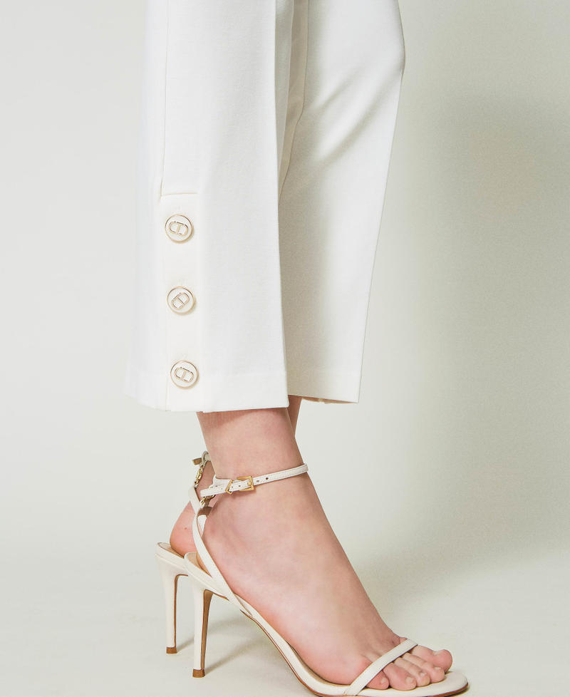 Cropped trousers with Oval T buttons White Snow Woman 241TP2273_00282_08