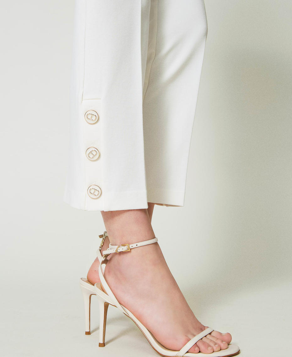 Cropped trousers with Oval T buttons White Snow Woman 241TP2273_00282_08