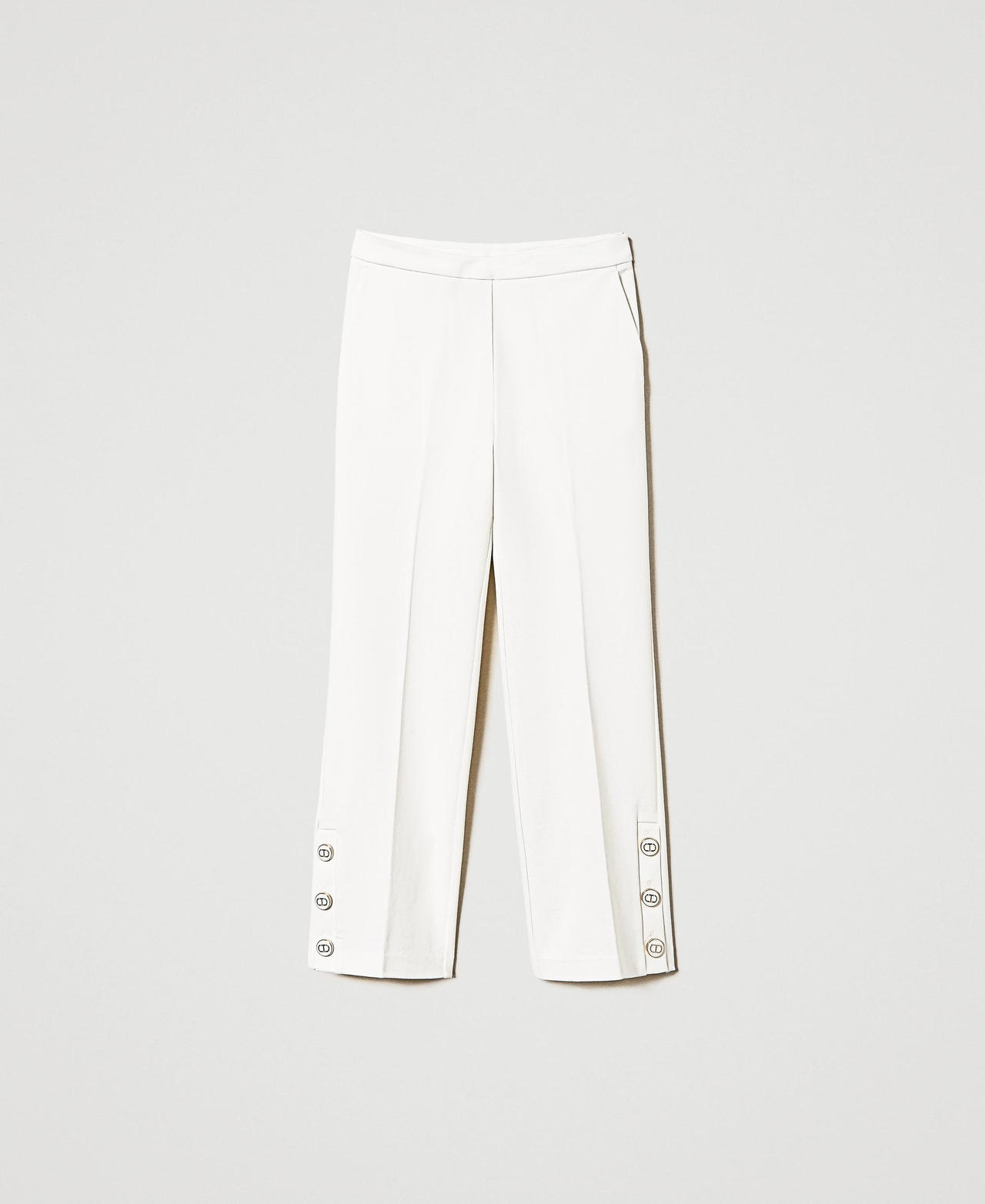 Cropped trousers with Oval T buttons White Snow Woman 241TP2273_00282_0S