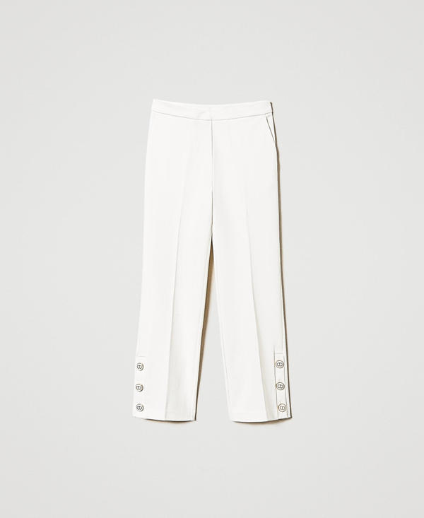 Cropped trousers with Oval T buttons