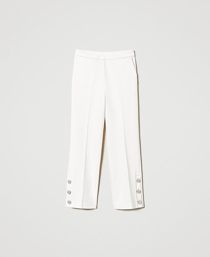 Cropped trousers with Oval T buttons White Snow Woman 241TP2273_00282_0S