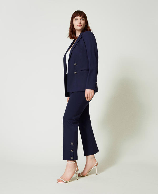 Cropped trousers with Oval T buttons
