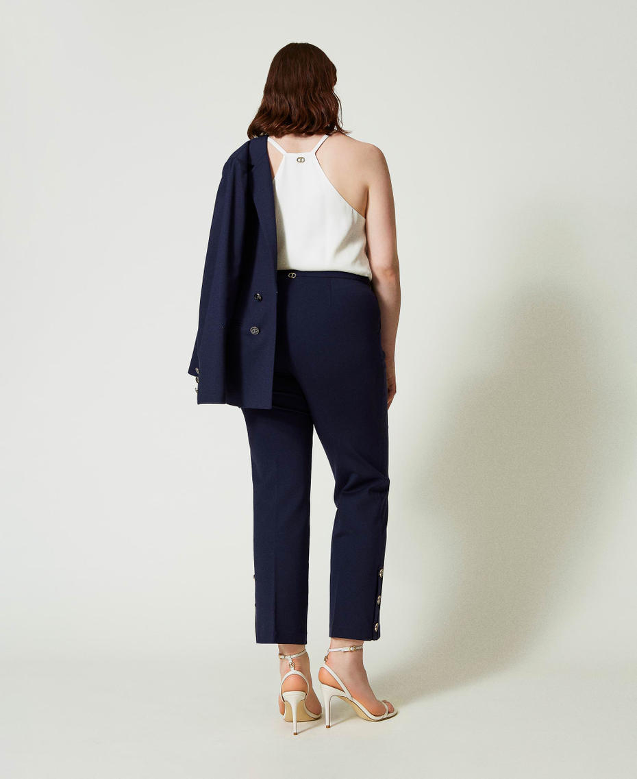 Cropped trousers with Oval T buttons Midnight Blue Woman 241TP2273-03