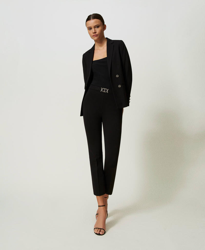 Pantalon &eacute;vas&eacute; avec boucle Oval T Noir Femme 241TP2274_00006_01