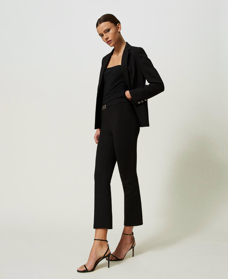 Pantalon &eacute;vas&eacute; avec boucle Oval T Noir Femme 241TP2274_00006_02