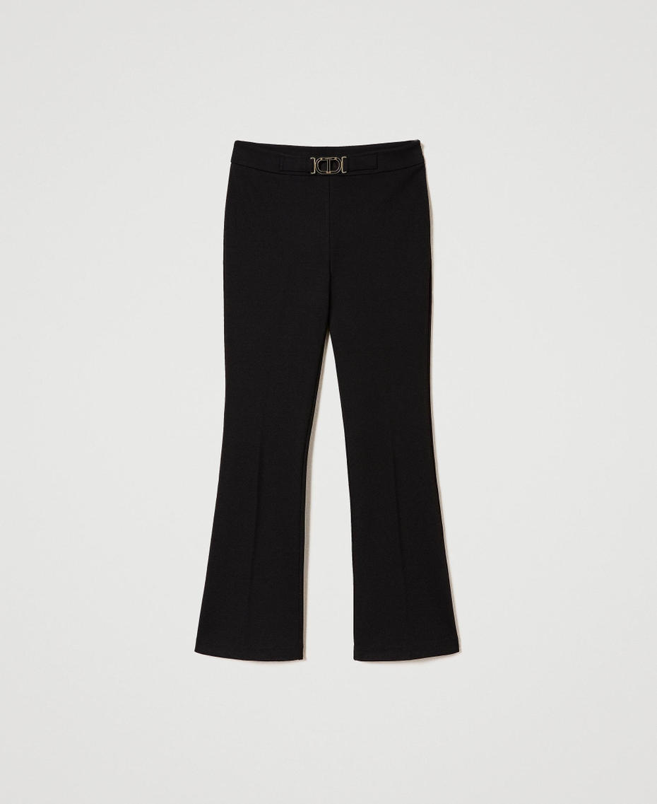 Pantalon &eacute;vas&eacute; avec boucle Oval T Noir Femme 241TP2274_00006_S0