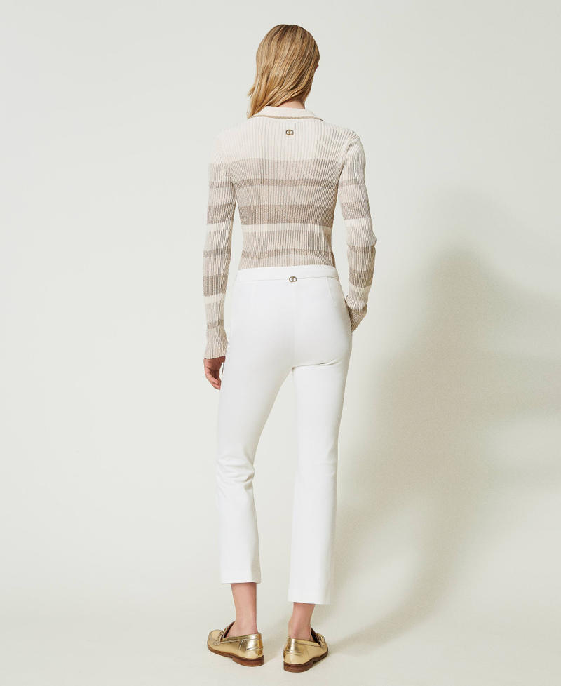 Flared trousers with Oval T buckle White Snow Woman 241TP2274-03