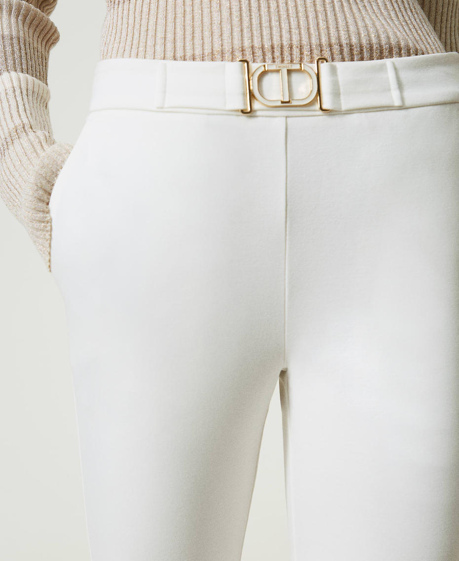 Flared trousers with Oval T buckle White Snow Woman 241TP2274-04