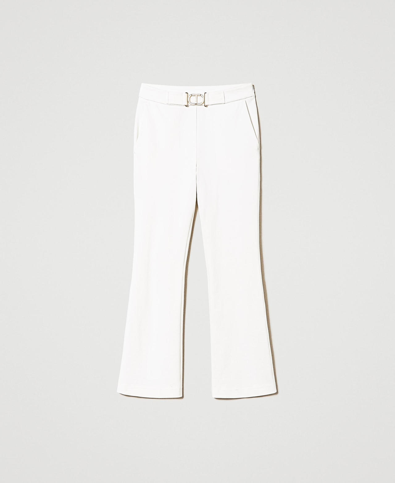 Flared trousers with Oval T buckle White Snow Woman 241TP2274-0S