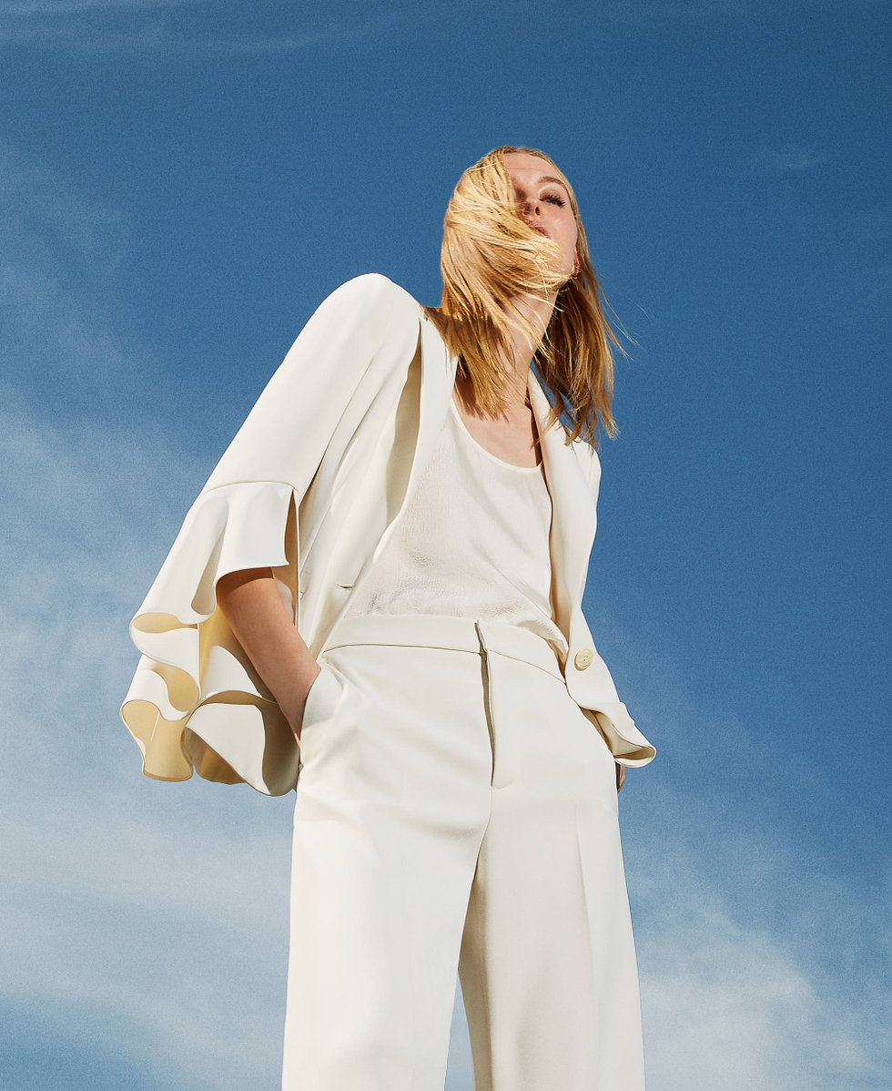 Giacca blazer in cr&ecirc;pe cady Bianco Neve Donna 241TP2290_00282_01