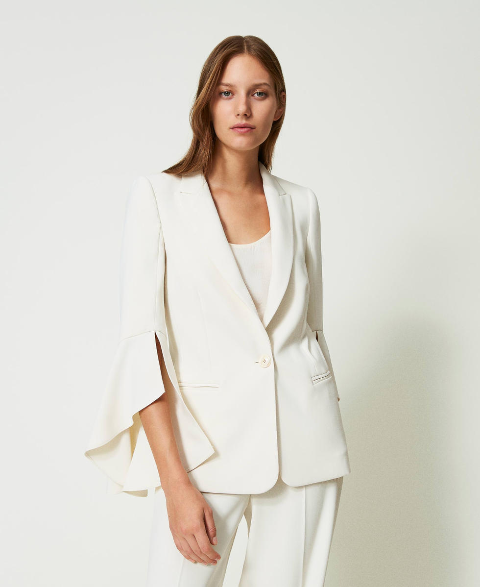Giacca blazer in cr&ecirc;pe cady Bianco Neve Donna 241TP2290_00282_02