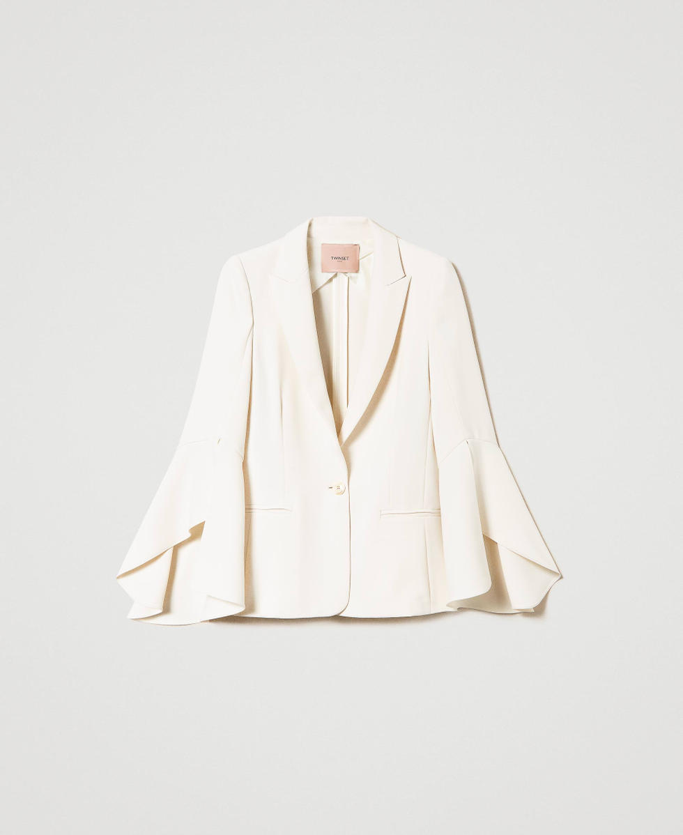 Giacca blazer in cr&ecirc;pe cady Bianco Neve Donna 241TP2290_00282_S0