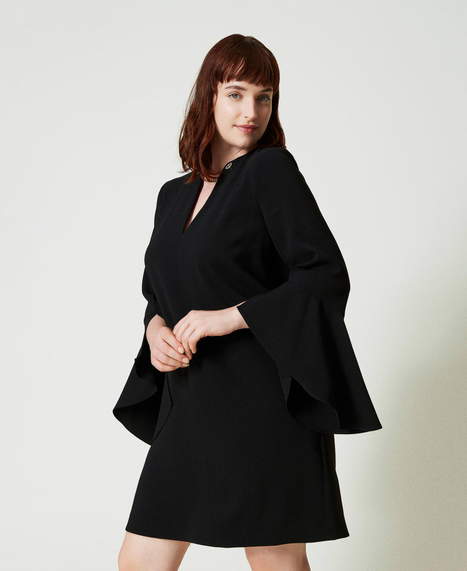 Short cady cr&ecirc;pe dress Black Woman 241TP2292_00006_01