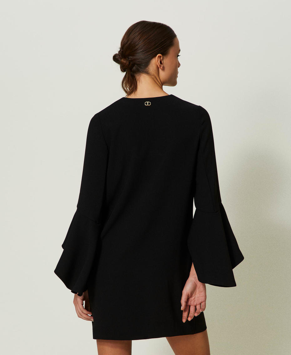 Short cady cr&ecirc;pe dress Black Woman 241TP2292_00006_07