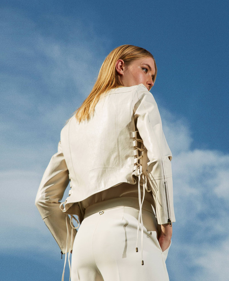 Leather-like biker jacket White Snow Woman 241TP2300-01