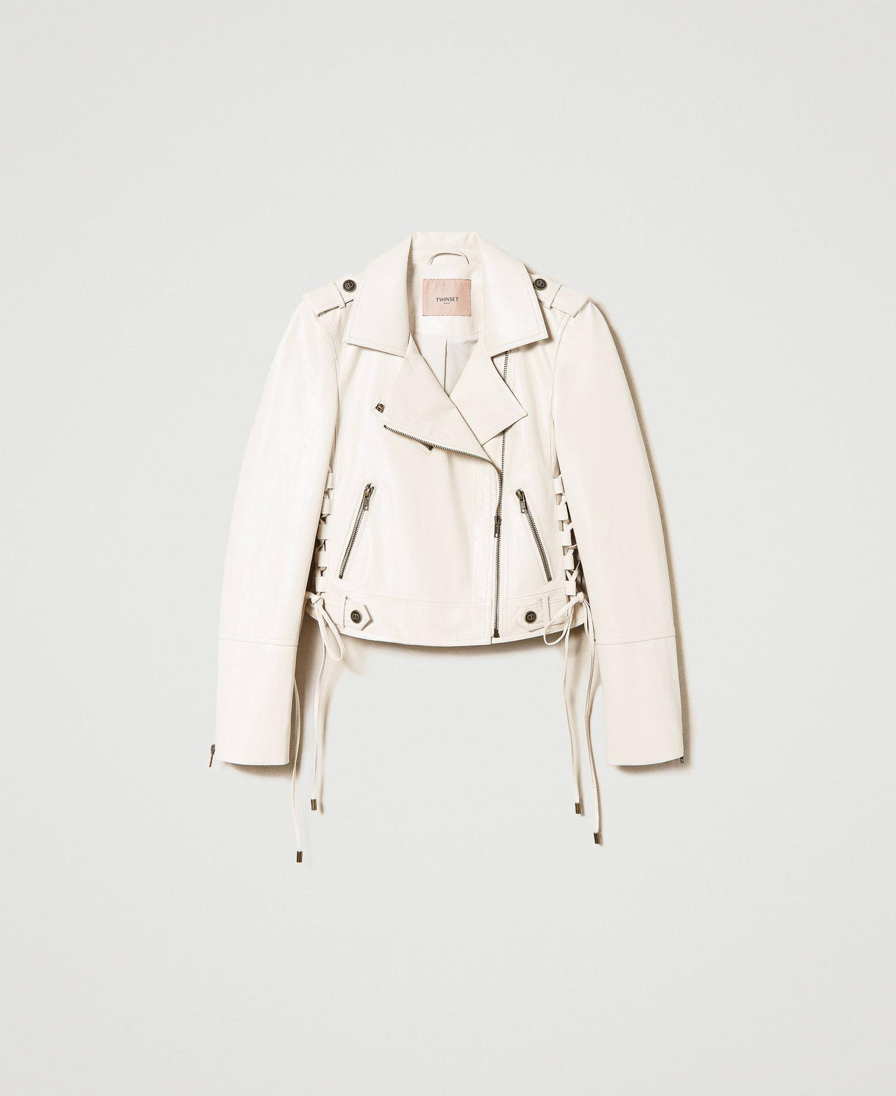 Байкерская куртка с имитацией натуральной кожи Белый Снег женщина 241TP2300-0S