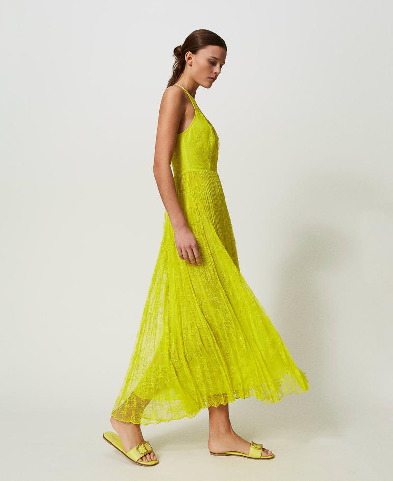 Full-length georgette and lace gown “Light Lemon” Yellow Woman 241TP2351-02