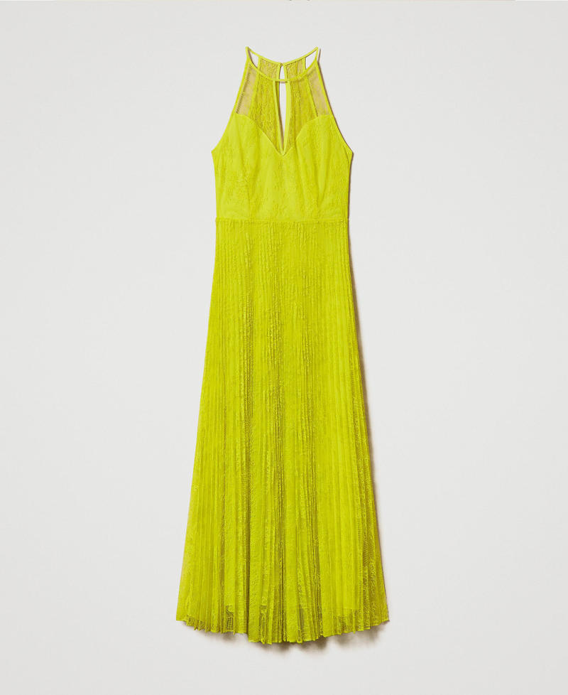 Full-length georgette and lace gown