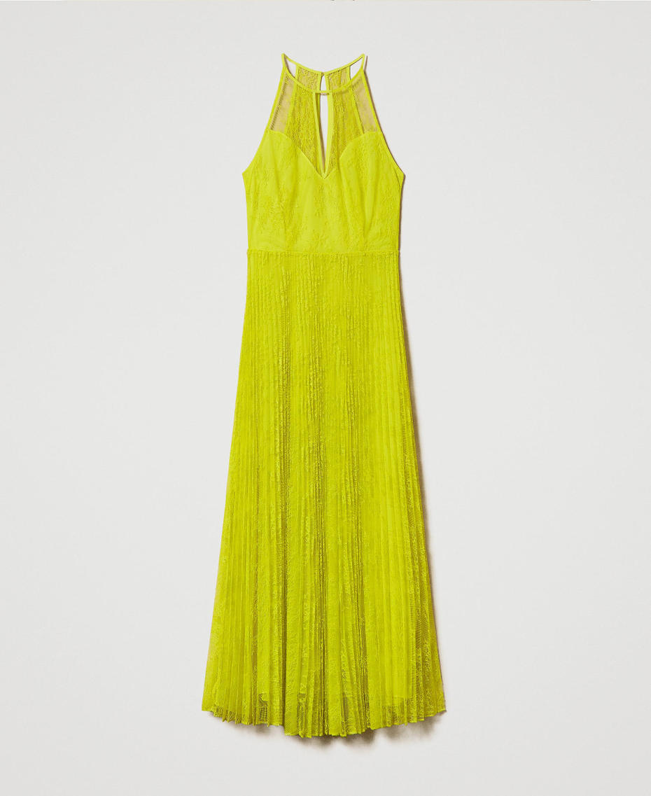 Длинное платье из жоржета и кружева Желтый "Светлый Лимонный" женщина 241TP2351-0S