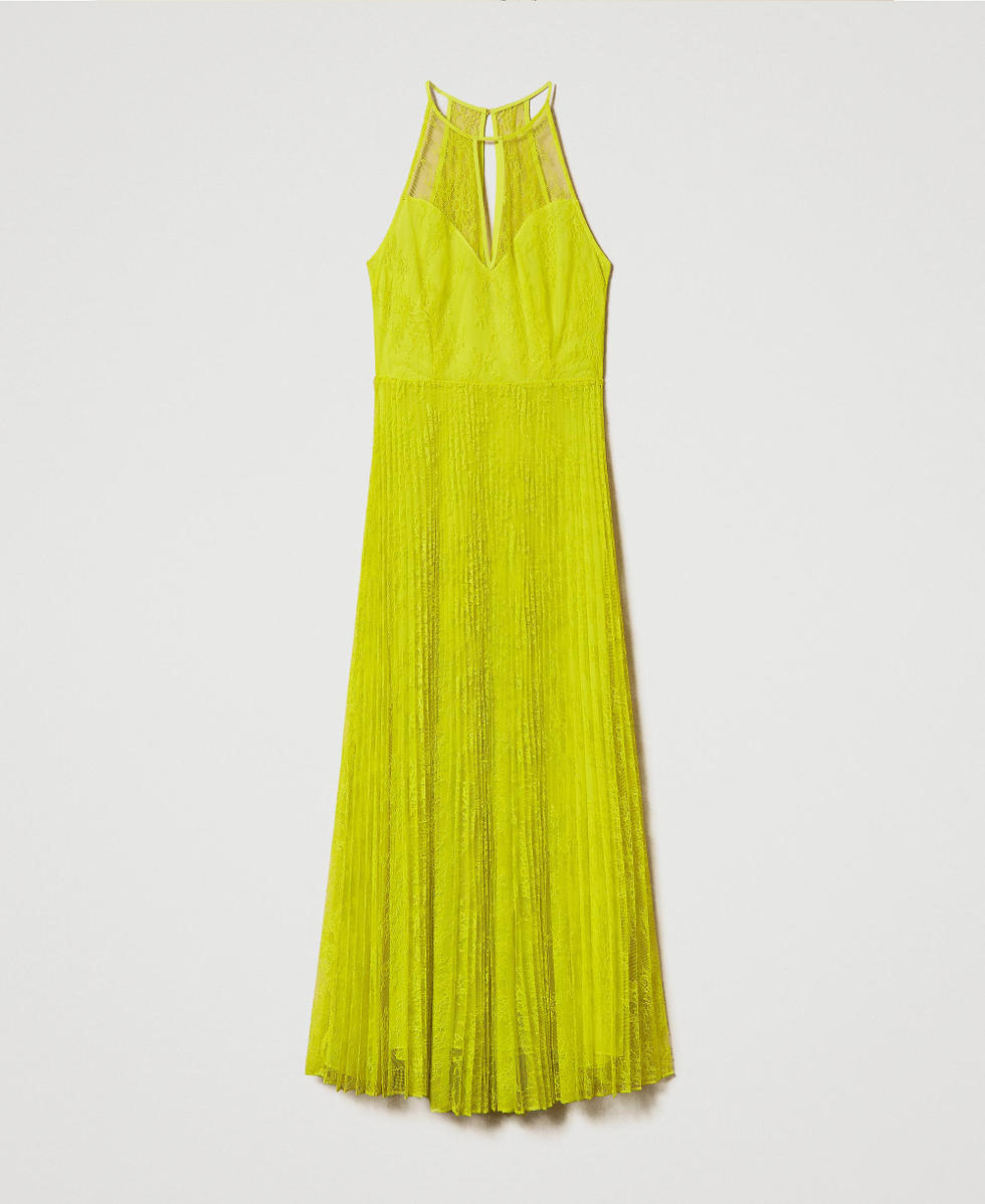 Abito lungo in georgette e pizzo