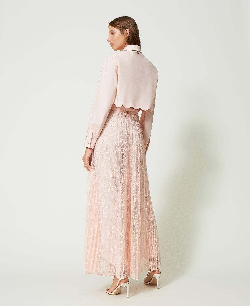 Pleated lace palazzo trousers Cupcake Pink Woman 241TP2354_00178_04