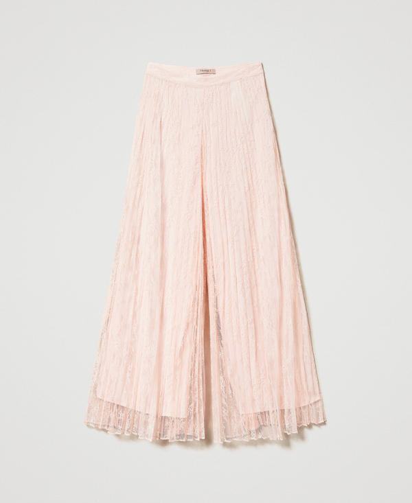 Pleated lace palazzo trousers