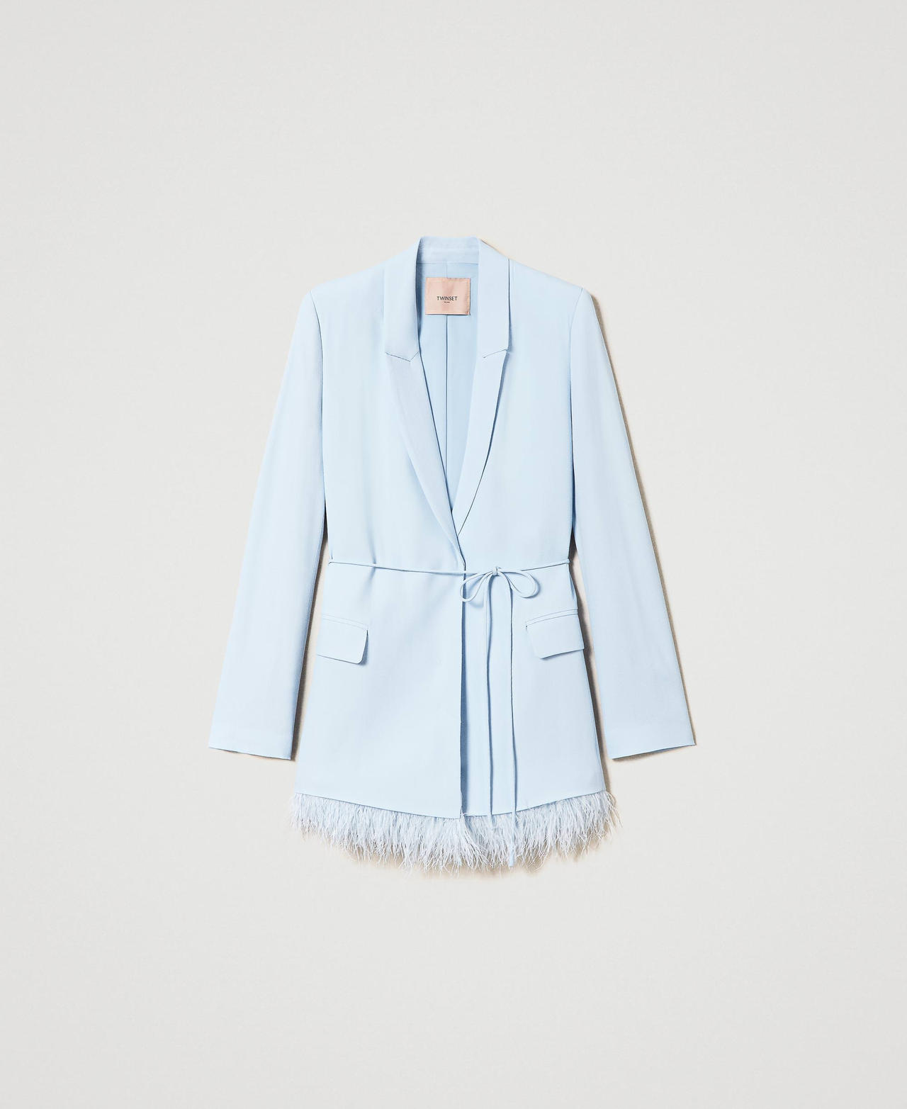 Satin blazer with feathers