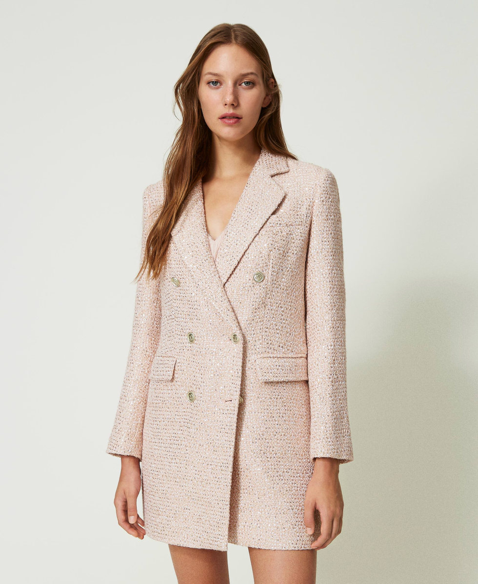 Lurex boucle coat Woman Pink TWINSET Milano