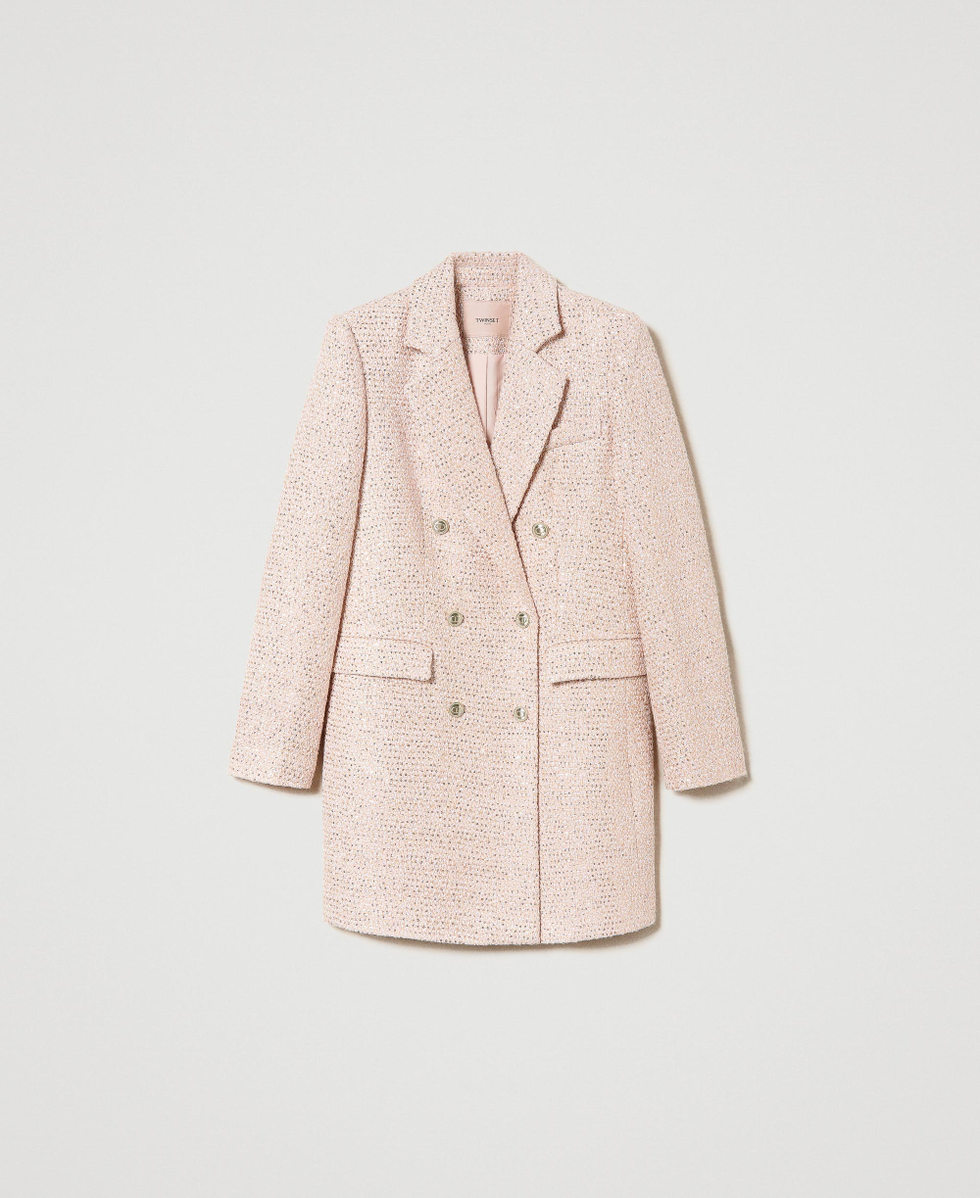 Lurex boucle coat Woman Pink TWINSET Milano
