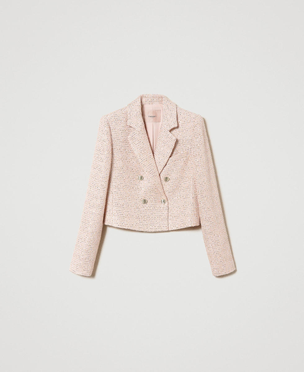 Blouson Spencer en tissu boucl&eacute; lurex