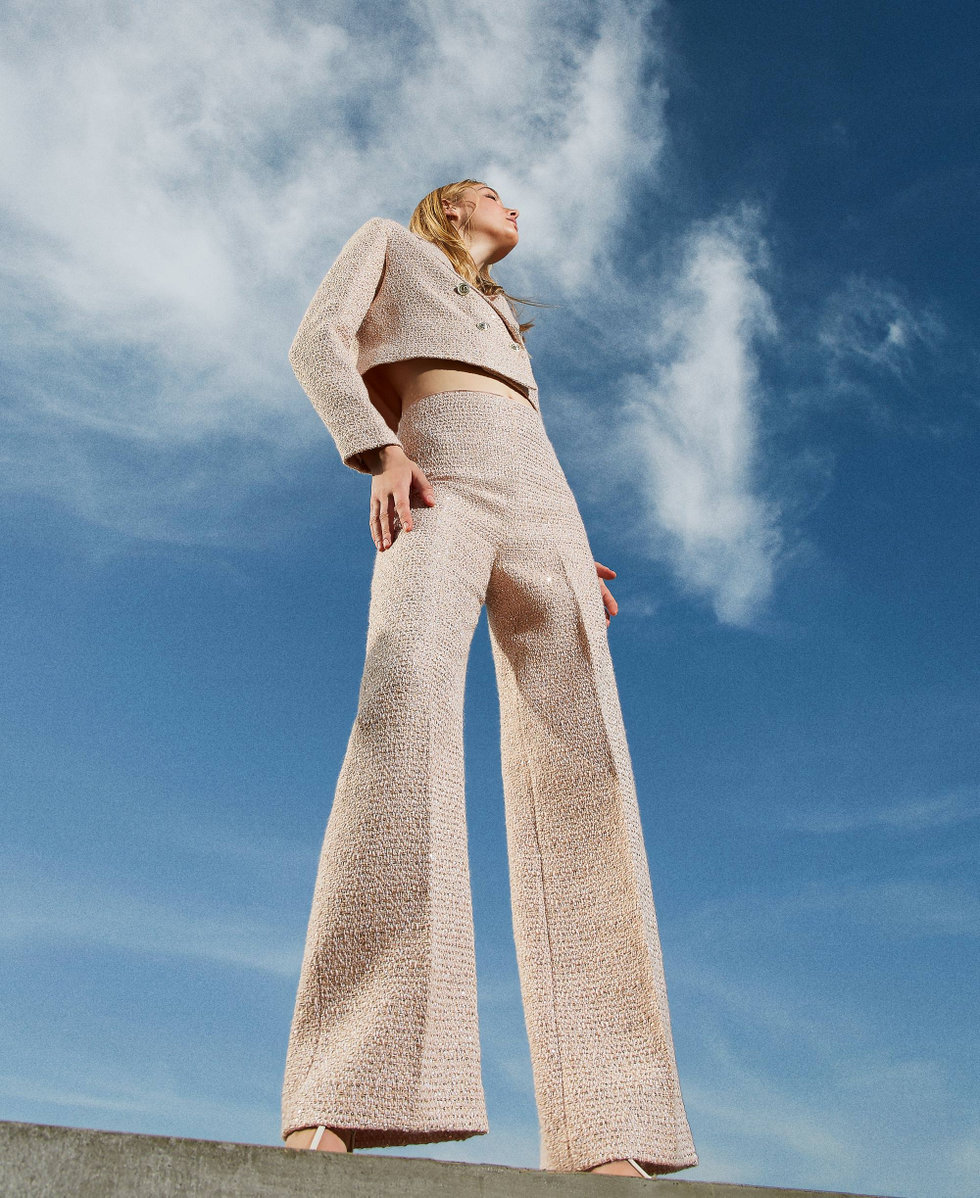 Pantaloni in boucl&eacute; lurex