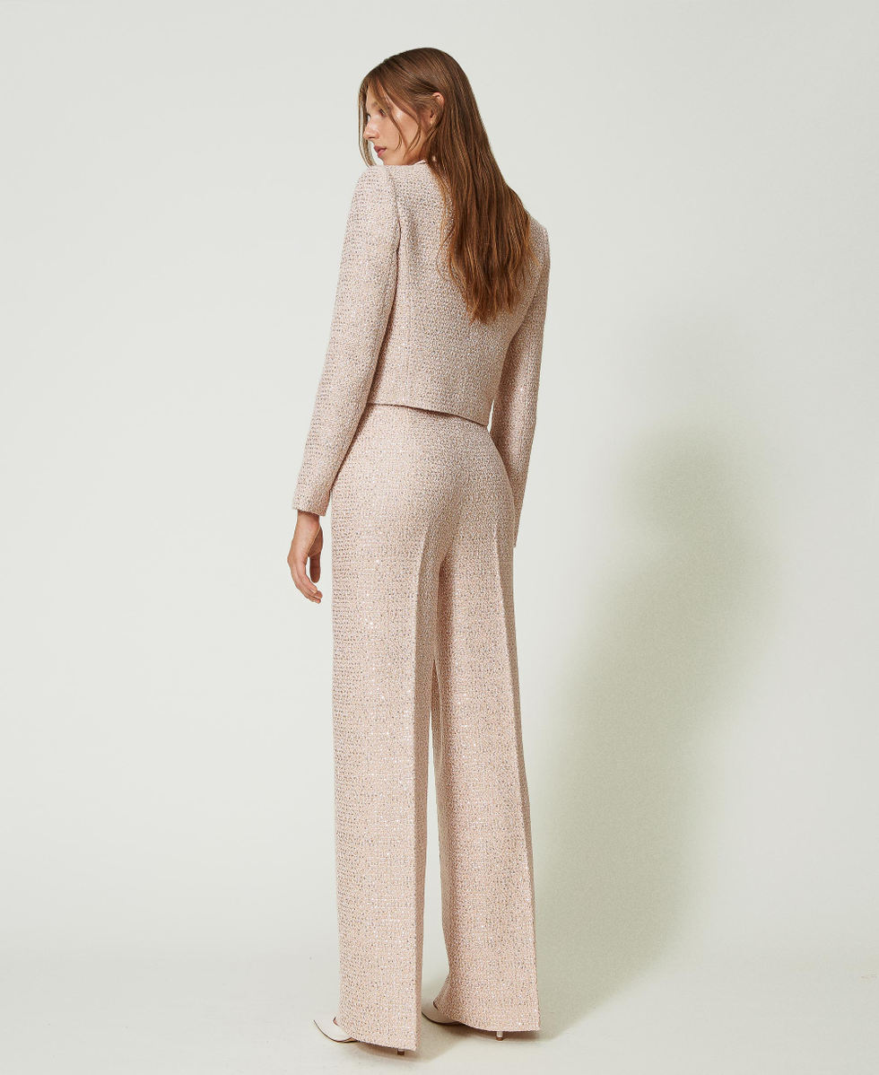 Pantaloni in boucl&eacute; lurex