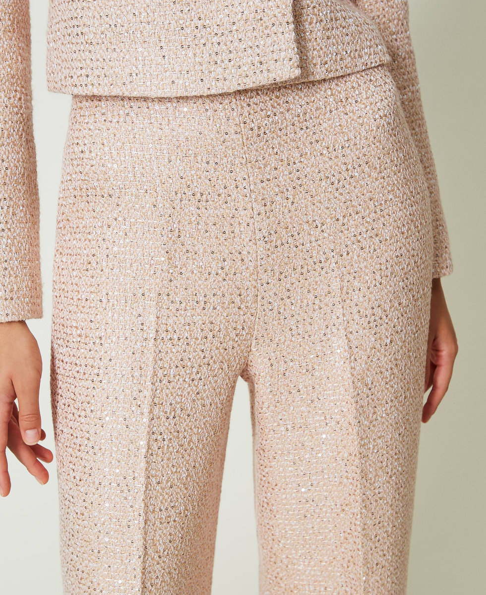 Pantaloni in boucl&eacute; lurex