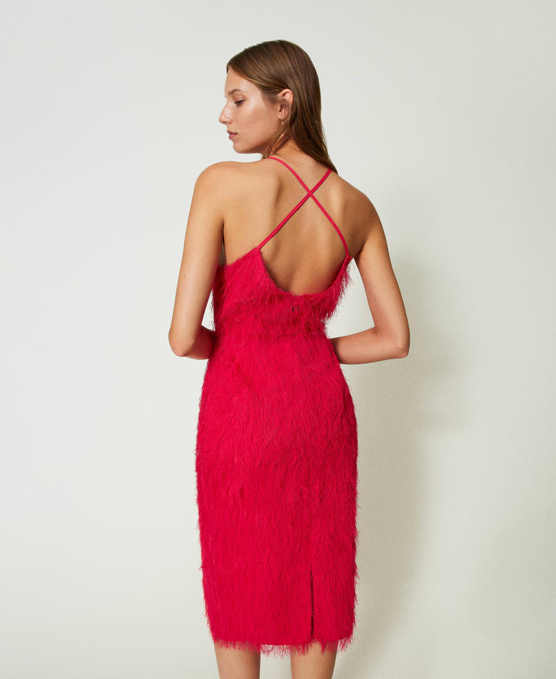 Midi dress with feather-like threads