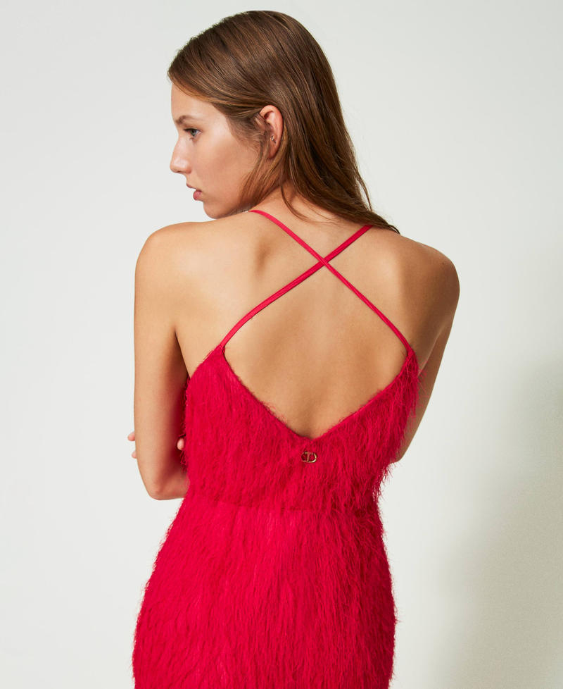 Midi dress with feather like threads Woman Fuchsia TWINSET Milano