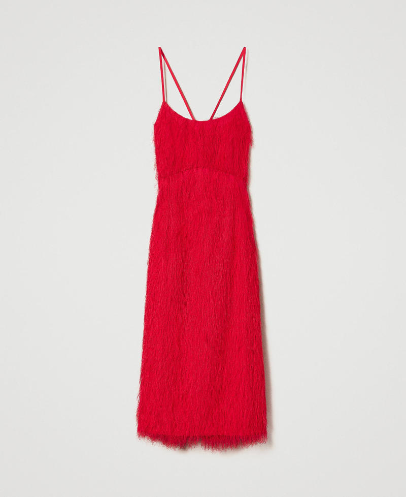Midi dress with feather-like threads