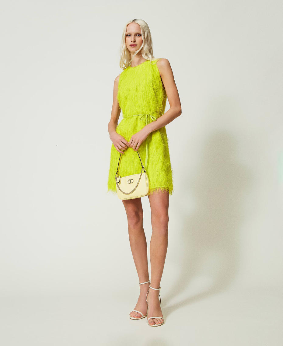 Short dress with feather-like threads “Light Lemon” Yellow Woman 241TP2431-01
