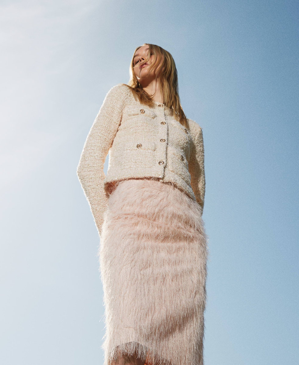 Gonna longuette con fili effetto piume Donna Rosa TWINSET Milano
