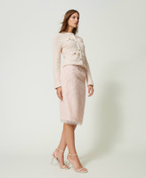 Midi skirt with feather like threads Woman Pink TWINSET Milano