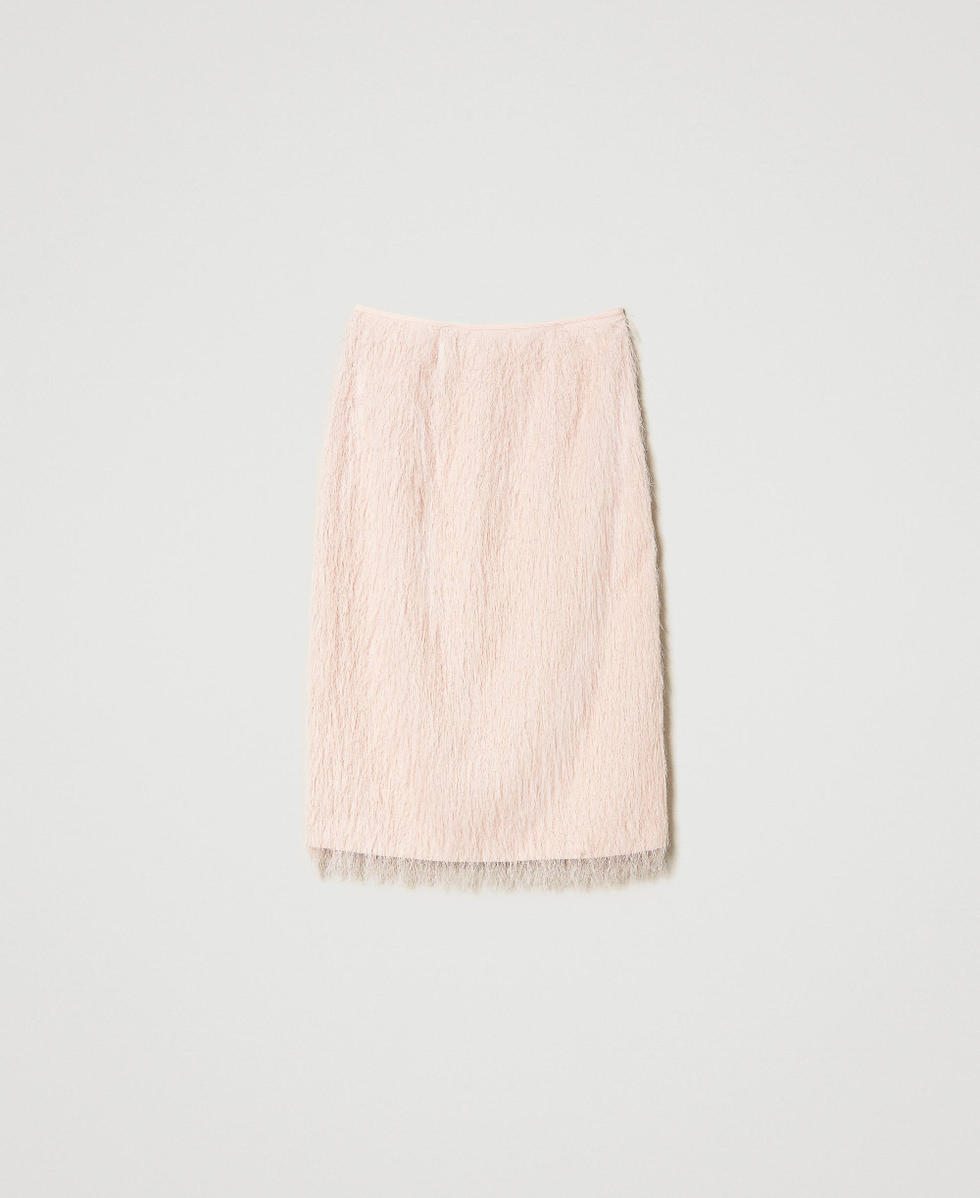 Midi skirt with feather-like threads Cupcake Pink Woman 241TP2433_00178_S0