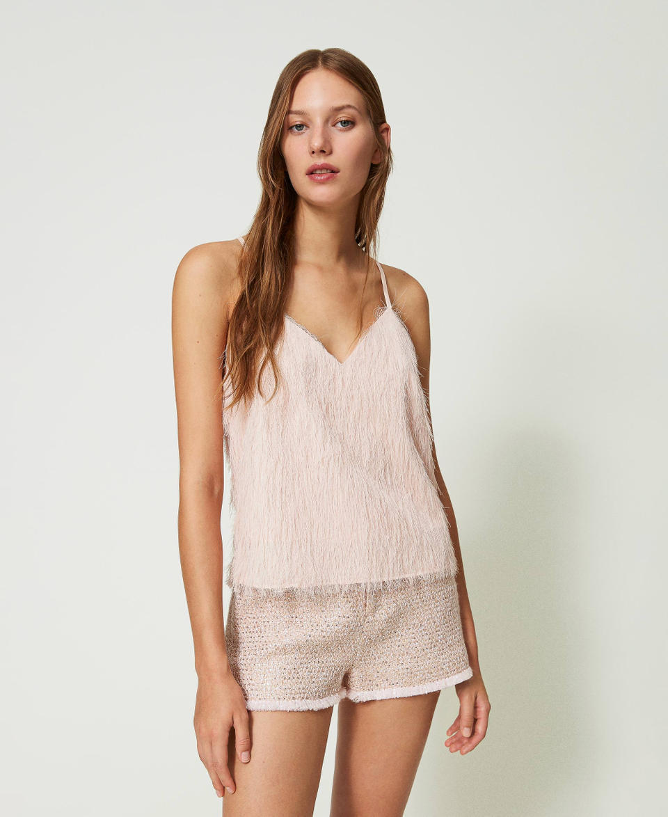 Top with feather-like threads Cupcake Pink Woman 241TP2434_00178_02