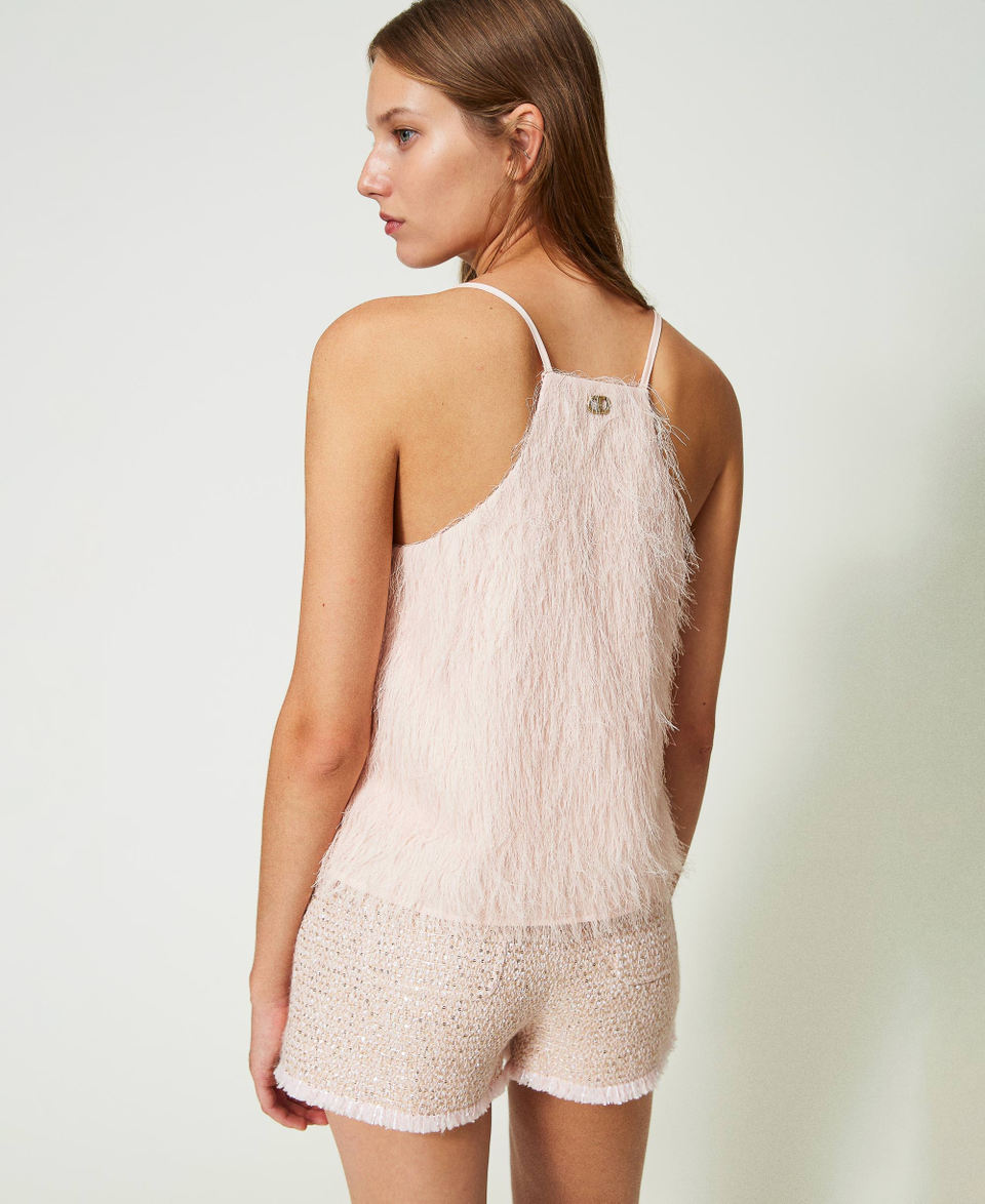 Top with feather-like threads Cupcake Pink Woman 241TP2434_00178_04