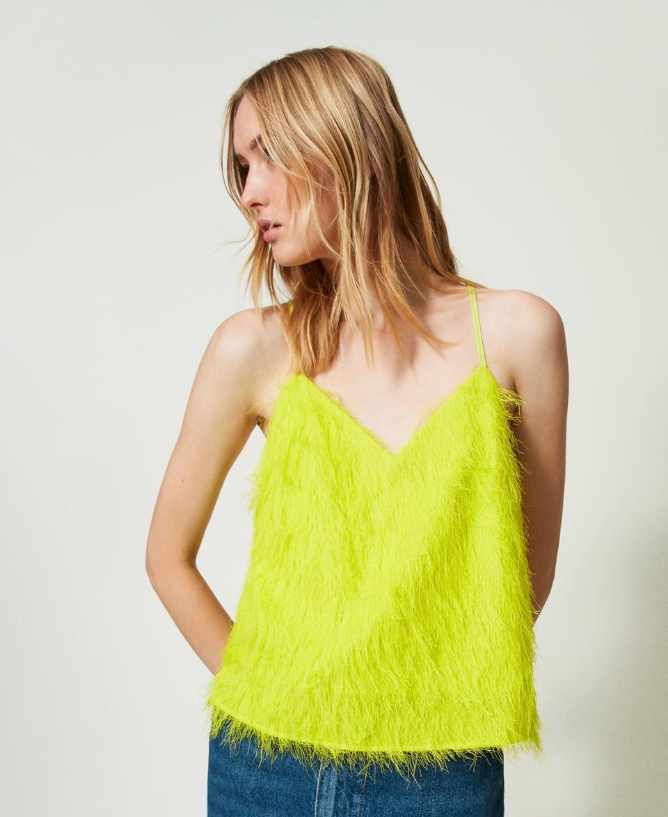 Top with feather-like threads “Light Lemon” Yellow Woman 241TP2434_04615_01