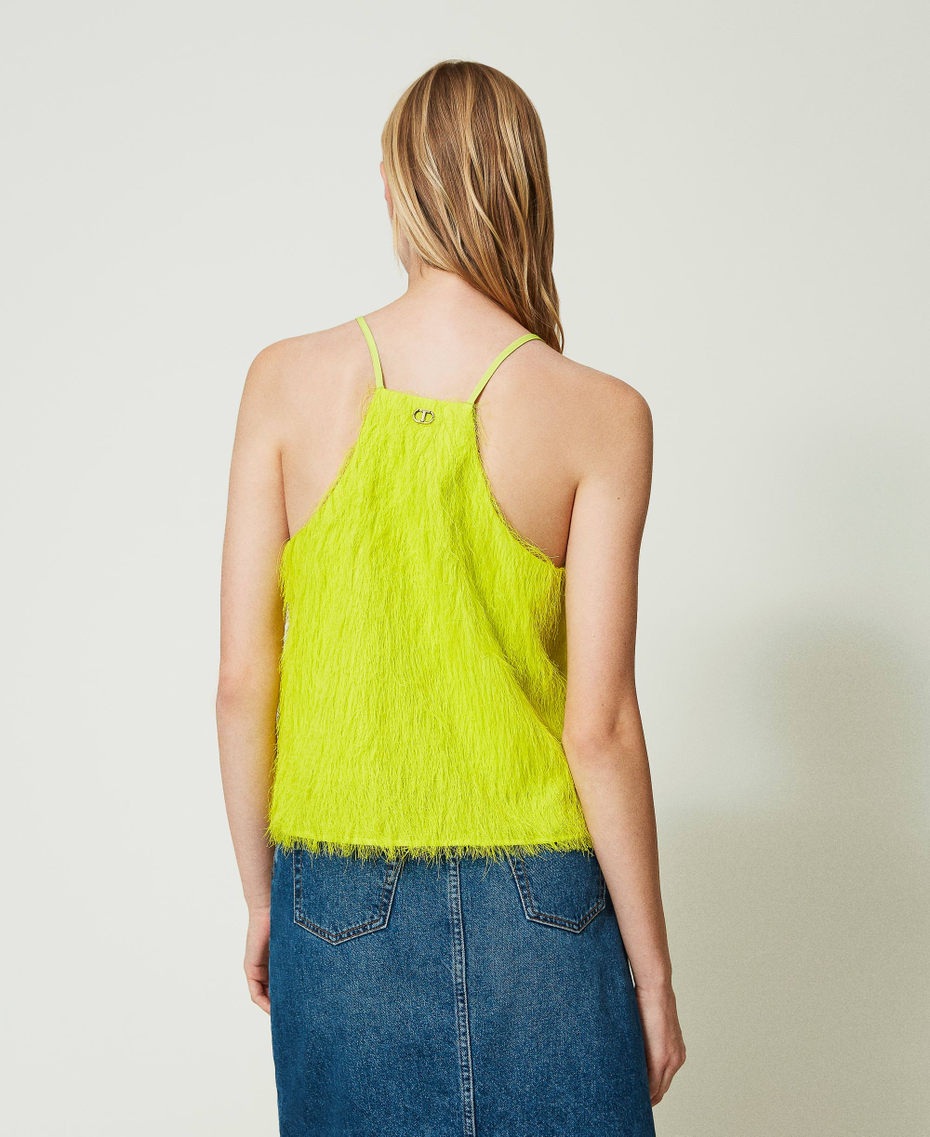 Top with feather-like threads “Light Lemon” Yellow Woman 241TP2434-03