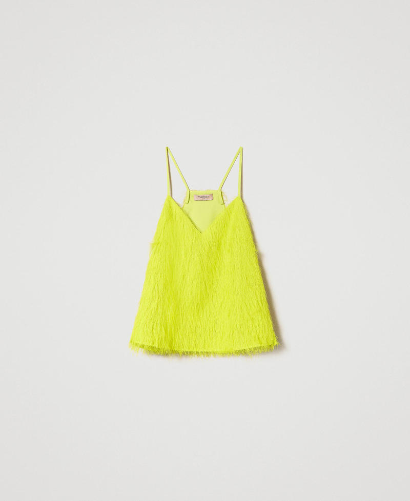 Top with feather-like threads “Light Lemon” Yellow Woman 241TP2434-0S