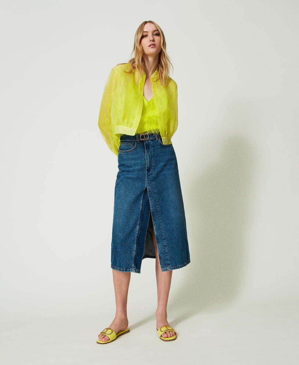 Top with feather-like threads &ldquo;Light Lemon&rdquo; Yellow Woman 241TP2434_04615_T0