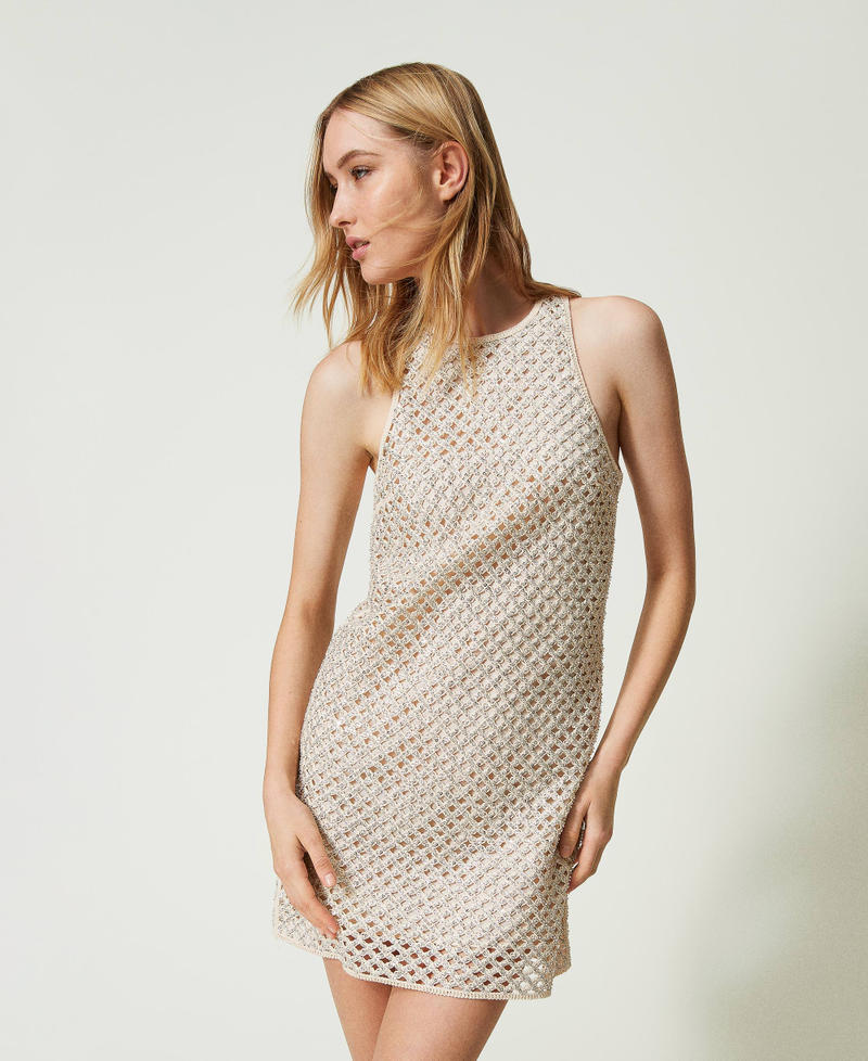 Short mesh dress with embroidery