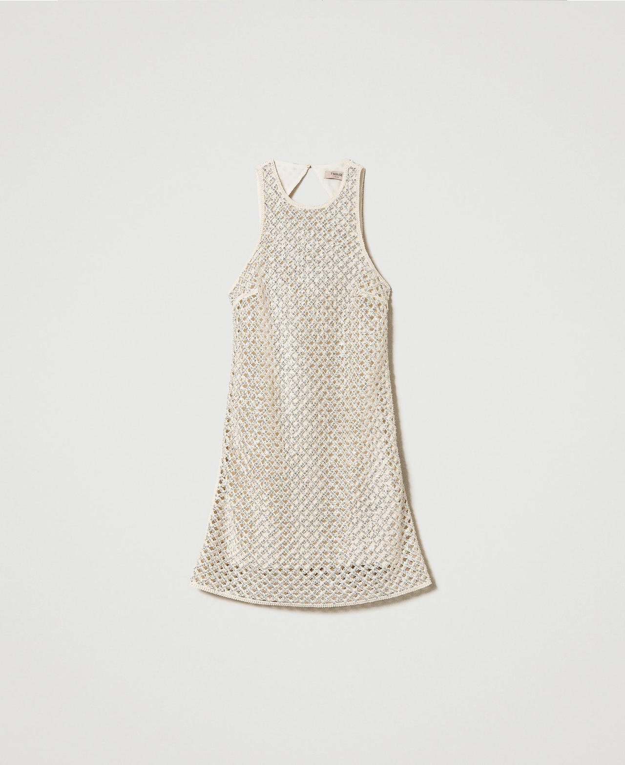 Short mesh dress with embroidery