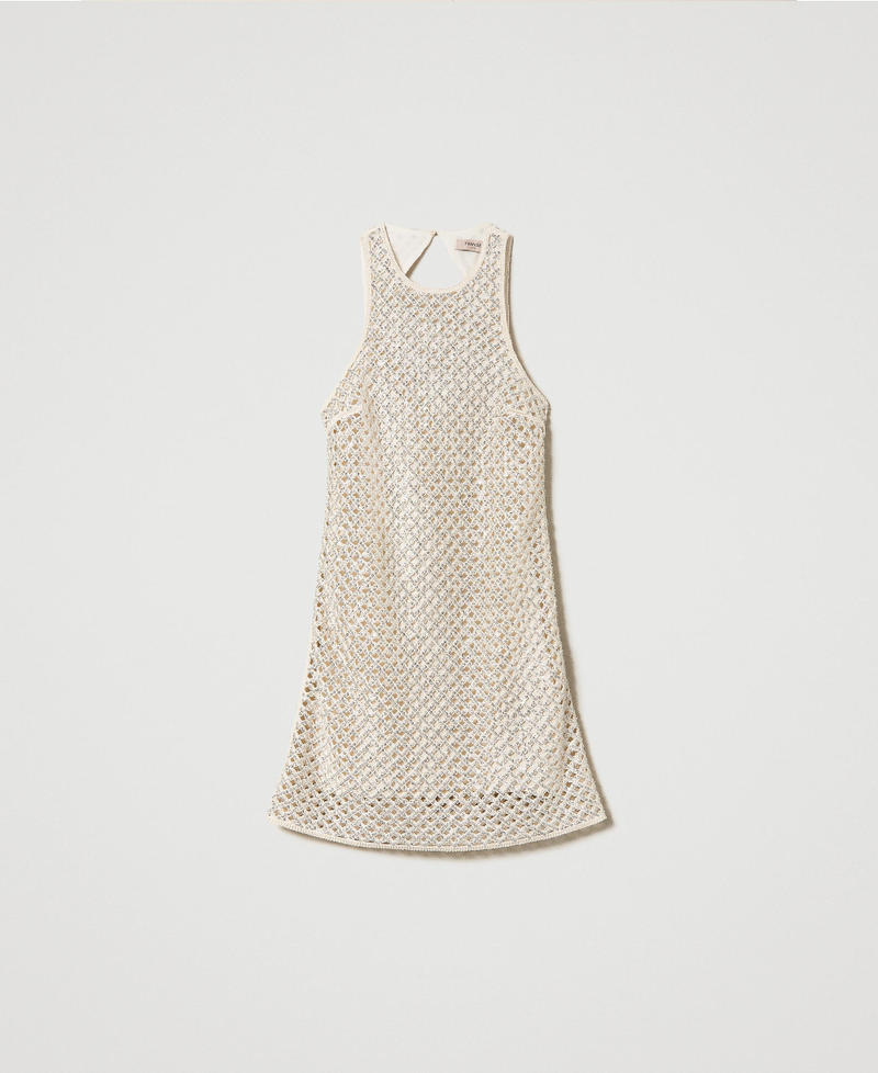 Short mesh dress with embroidery