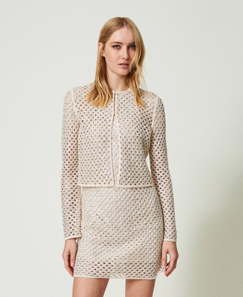 Mesh jacket with embroidery